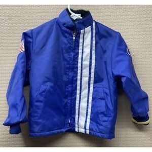 Vtg Ford Faux Fur/Sherpa Lined VTG Style Racing  Full Zip Jacket Kids Small